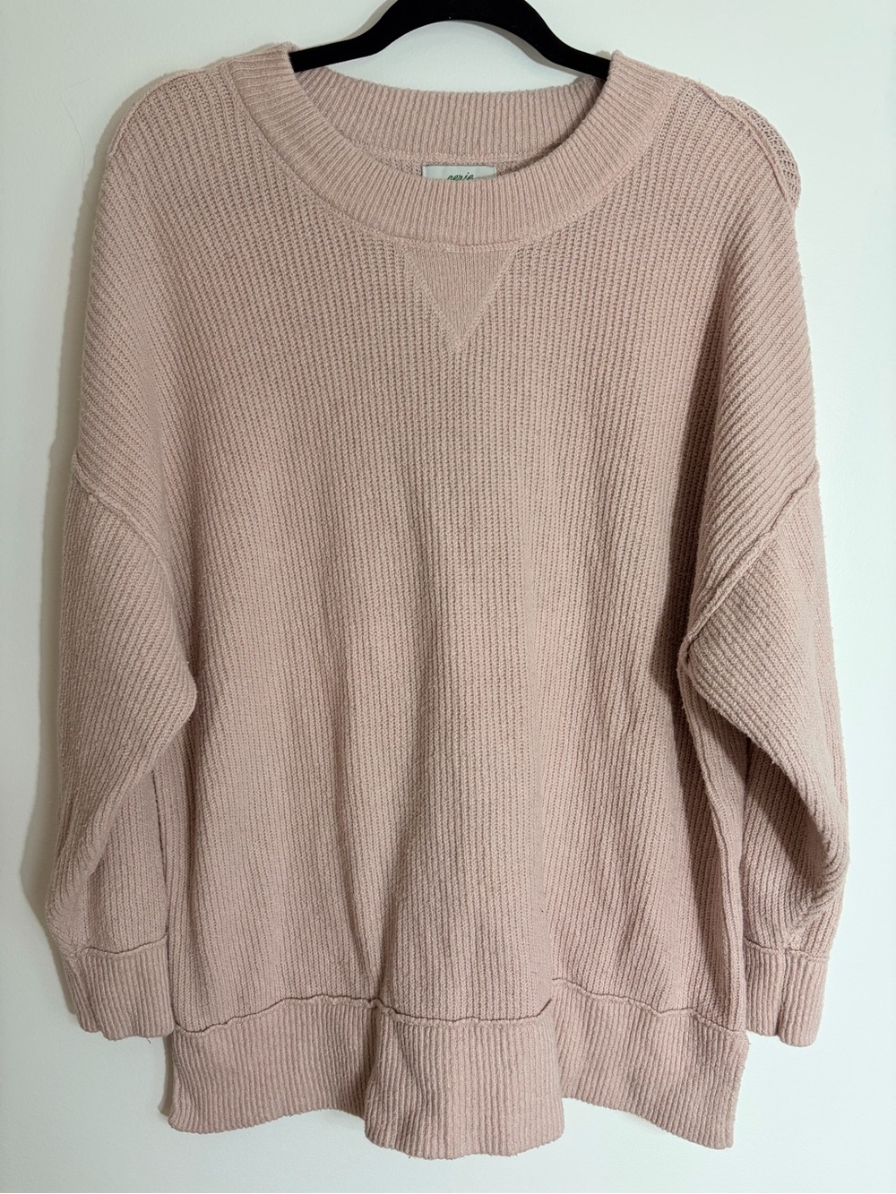 aerie Relaxed Crewneck Sweater in Dusty Blush M